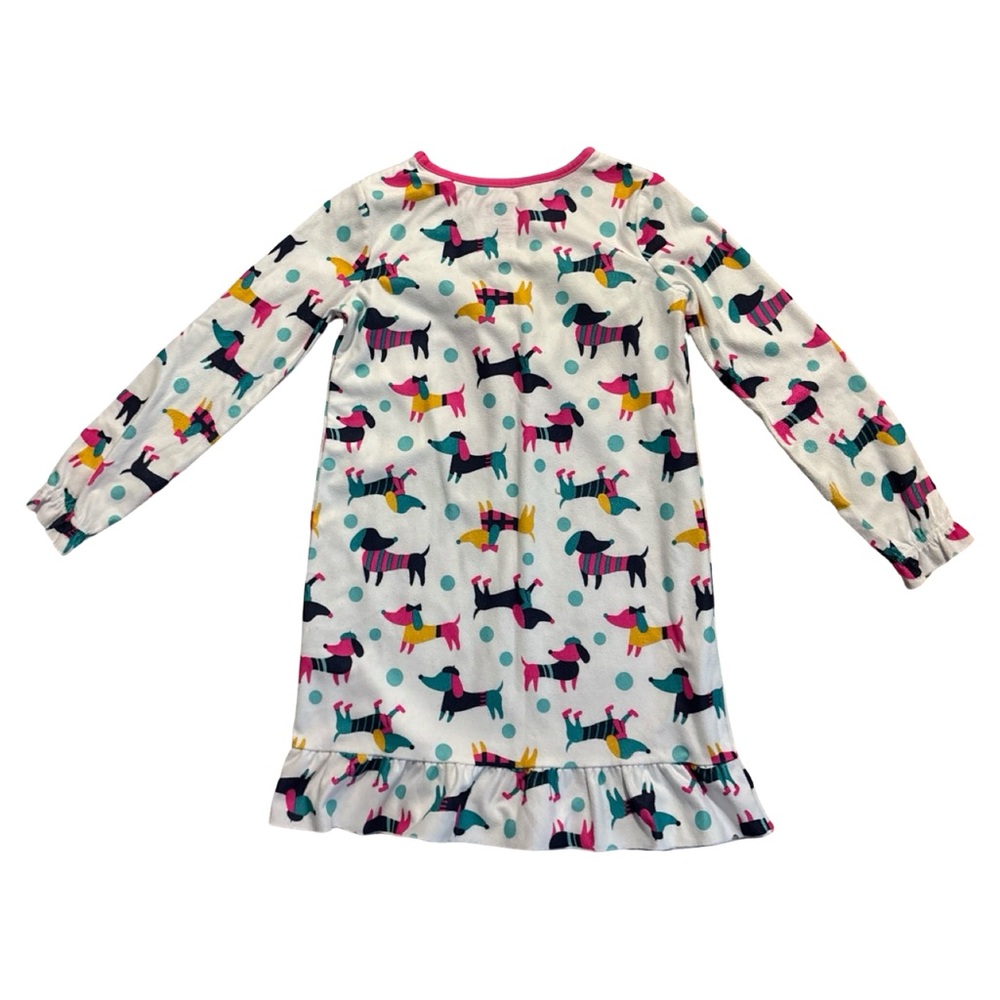 Circo White Long-Sleeve Girls Nightgown Colorful Dog Print Size 6X